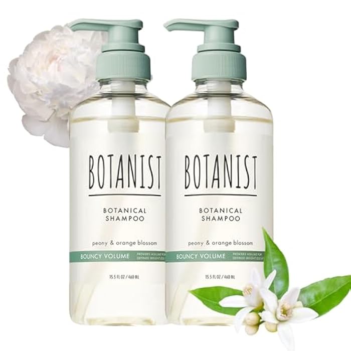 Botanist Curly Hair Shampoo for Women & Men, Thinning Hair Shampoo from Japan with Collagen, Plant Protein& Jojoba Seed Oil, Paraben & Sulfate Free Shampoo, Peony& Orange Blossom 15.5 Fl Oz 2EA - Image 1