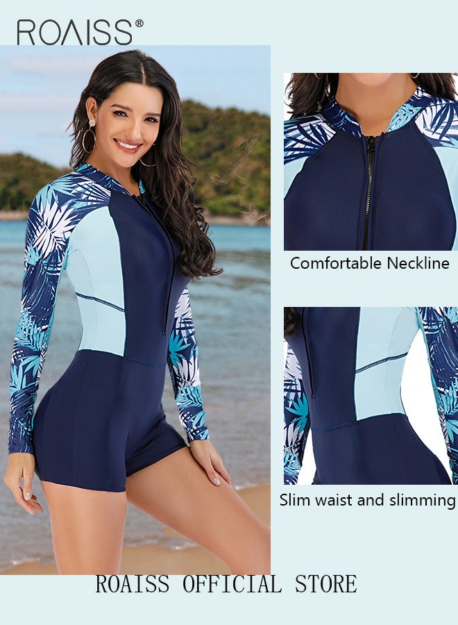 roaiss Women's Swimsuit Long Sleeved Zippered One Piece Sport Swimwear Long Sleeve & Boxer Bottom Quick Drying Fabric Moisture Wicking and Breathable Provides Coverage and Modesty Without Being Revealing  - Image 4