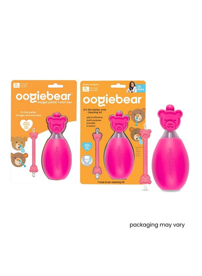 oogiebear: BearPair Baby Nose Cleaner & Ear Wax Removal Tool with Nasal Aspirator - Safe Booger & Earwax Removal for Newborns, Infants, Toddlers - Essential Baby Stuff, Diaper Bag Must-Have - Pink - Image 2