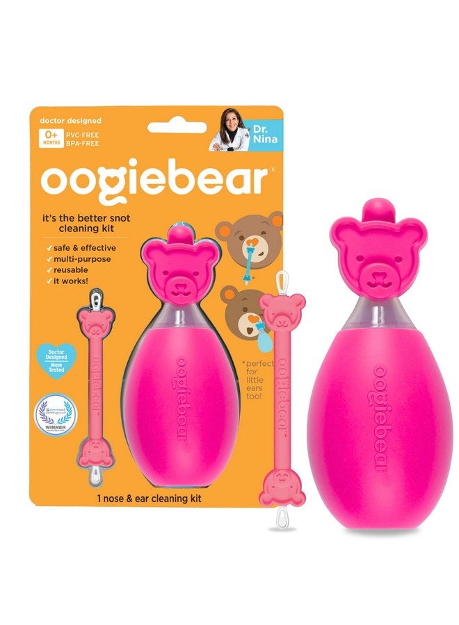 oogiebear: BearPair Baby Nose Cleaner & Ear Wax Removal Tool with Nasal Aspirator - Safe Booger & Earwax Removal for Newborns, Infants, Toddlers - Essential Baby Stuff, Diaper Bag Must-Have - Pink - Image 1