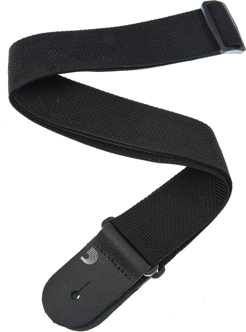 Planet Waves D'Addario Polypropylene Guitar Strap - Adjustable Black Strap with Leather Ends - Image 1