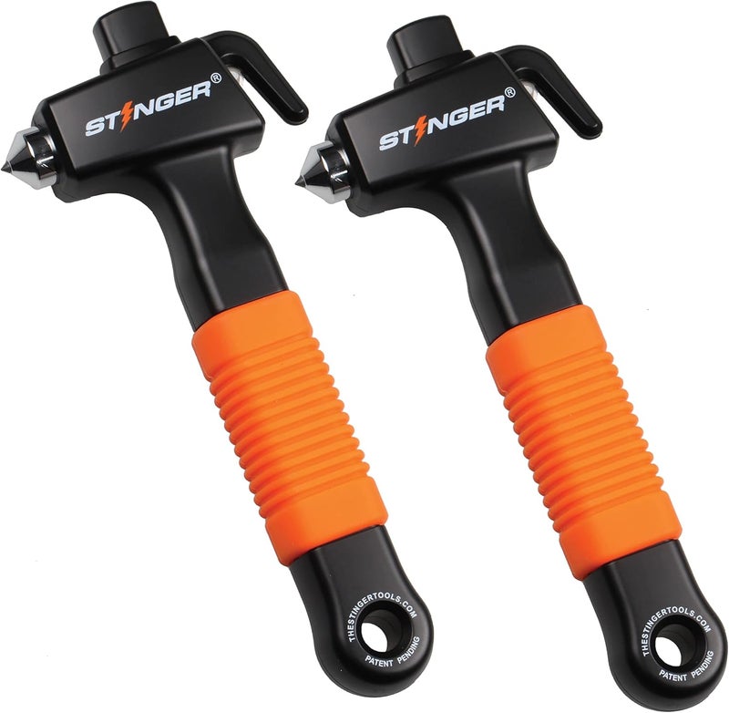 STINGER Super Duty Car Emergency Escape Tool, Hardened Carbon Steel Vehicle Safety Hammer, Spring Loaded Window Breaker, Razor Sharp Seat Belt Cutter, Life-Saving Rescue Tool (Combo 2 pcs Orange) - Image 1