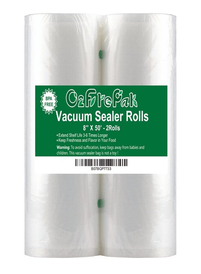 2PACK TOTAL 100FEET 8X50 ROLLS VACUUM SEALER BAGS ROLLS WITH BPA FREEHEAVY DUTY VACUUM FOOD SEALER STORAGE BAGS ROLLSCUT TO SIZE ROLLGREAT FOR SOUS VIDE