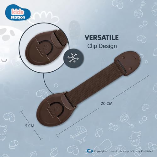 Kids Station Furniture Safety Locks for Baby Safety - Strong and Adhesive Child/Toddler/Infants Safety Locks for Drawers, Cabinets, Fridge and Cupboard - Baby Proofing Product - Pack of 4 (Brown) - Image 5
