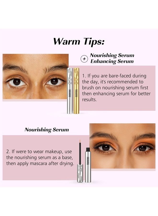 Shinowa Gentle Eyelash Growth Serum by Shinowa, Premium Nourish Eye-Lash Enhancing Serums Set for Boosting Stronger Longer, Thicker, Fuller Eyelashes and Eyebrows, 5ml + 5ml