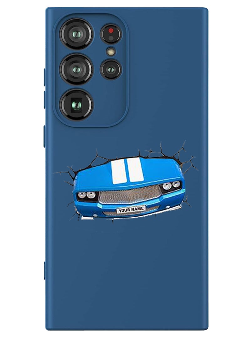Theodor Protective Slim Fit Case Liquid Silicone Cover with Full Body Protection Anti-Scratch Shockproof Case For Samsung Galaxy S24 Ultra (Blue) - Car-01 - Image 1