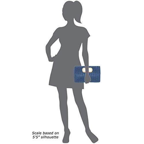 JNB Top Handle Straw Clutch (Navy) Large - Image 5