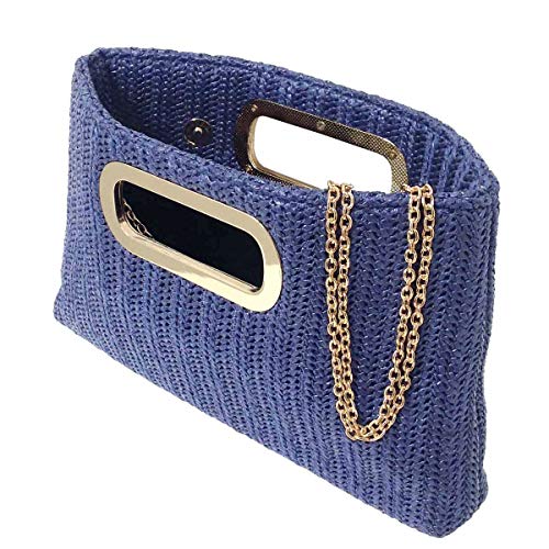 JNB Top Handle Straw Clutch (Navy) Large - Image 3