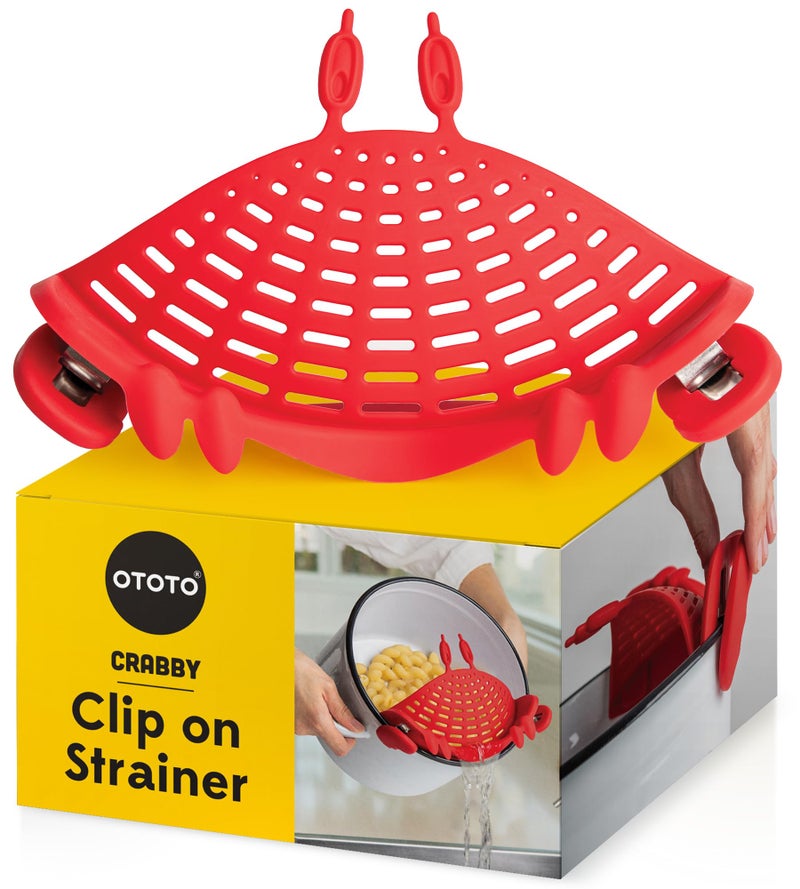 Ototo Crabby Clip-On Strainer By - Red Crab Pasta Strainer  Noodle Strainer  Cute Kitchen Accessories  Cool Kitchen Gadgets  Food Strainer For Meat - Image 1