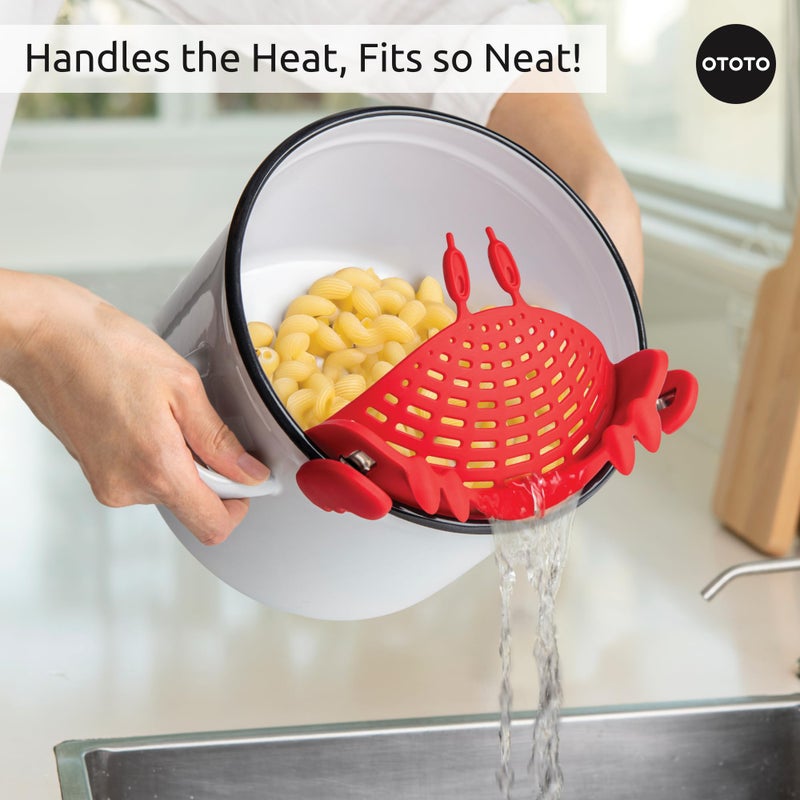 Ototo Crabby Clip-On Strainer By - Red Crab Pasta Strainer  Noodle Strainer  Cute Kitchen Accessories  Cool Kitchen Gadgets  Food Strainer For Meat - Image 4