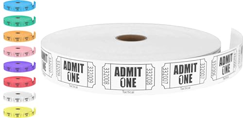 Tacticai 2000 Raffle Tickets, Admit One, Single Roll, Ticket for Events, Entry, Class Reward, Fundraiser & Prizes - White (1 of 8 Colors) - Image 4