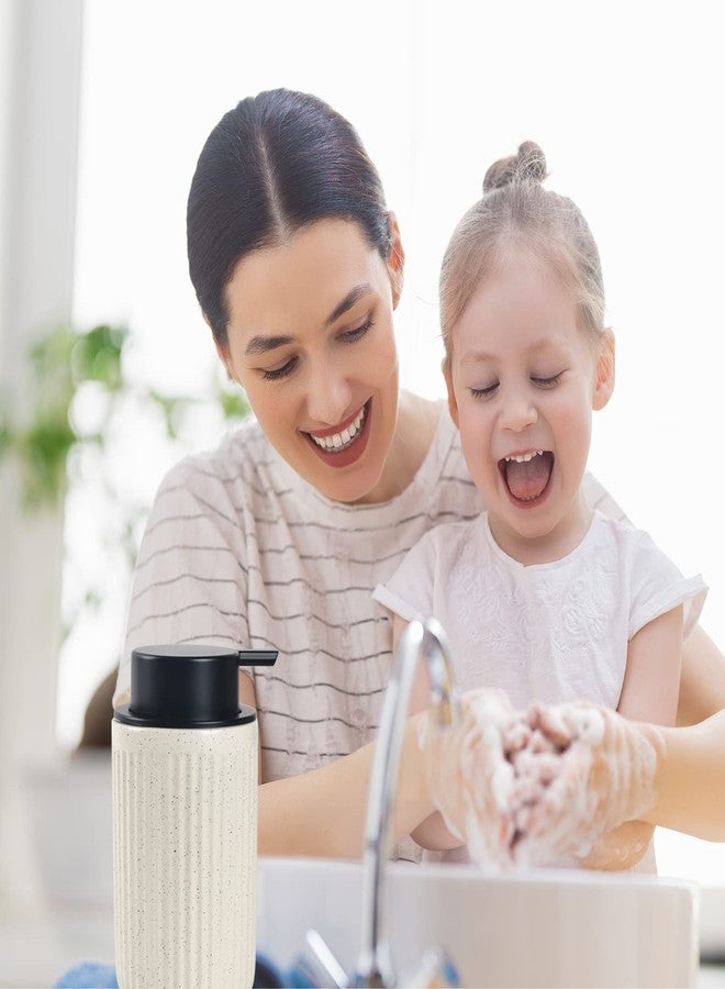 BosilunLife موزع صابون سائل للأطباق واليدين من بوسيلون لايف - موزع صابون سائل بمضخة للحمام، 12 أونصة، موزع أطباق سيراميك للمطبخ مع مضخة سائلة مقاومة للصدأ، زجاجات لوشن عصرية قابلة لإعادة التعبئة، بيج - Image 5
