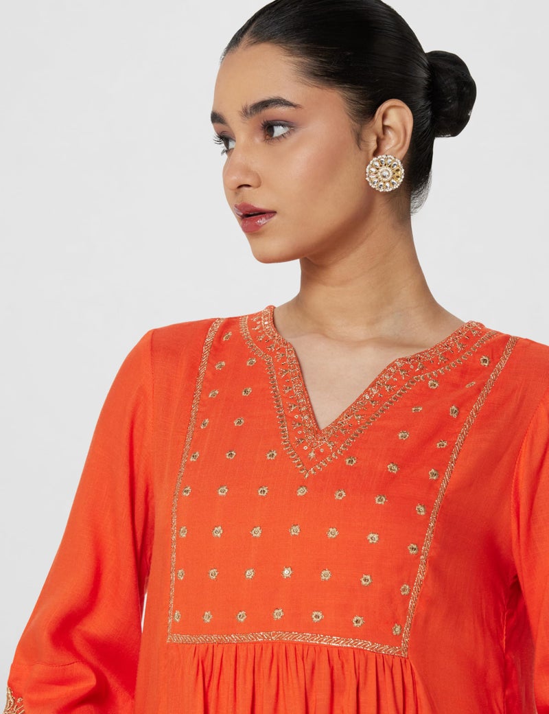 Biba Orange Rayon Straight Kurta - Image 4