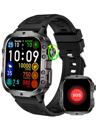 Military Smart Watches for Men, 1.96" Big Screen Rugged Tactical Smartwatch with 420 mAh Battery, Waterproof Outdoor Smart Watch with Heart Rater/SpO2/Sleep Monitor Tracker for Android iOS(Black) - pzsku/Z01DCAF8B73015FF0D40EZ/45/_/1707019091/9e62ec4e-be00-41d2-bdc0-2726579e423d