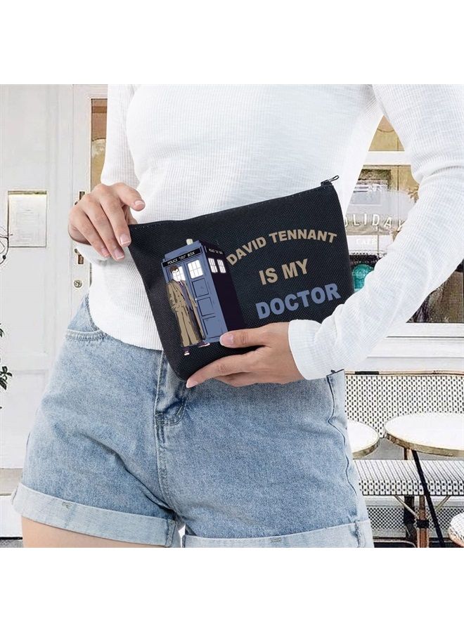 LEVLO Who TV Show Cosmetic Make Up Bag David Tennant Fans Gift David Tennant Is My Doctor Makeup Zipper Pouch Bag (David Tennant Black) - Image 5