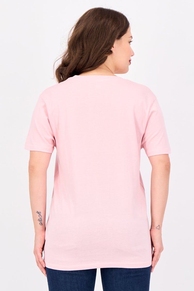 Peanuts Women Crew Neck Short Sleeve Graphic Print T-Shirt, Pink - Image 3