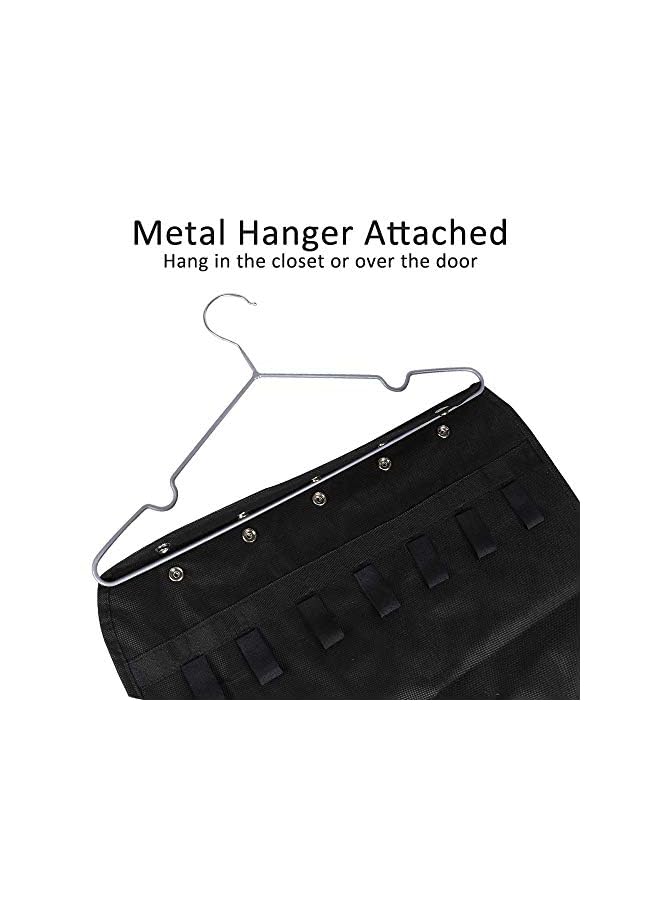 AMERTEER Hanging Jewelry Organizer,40 Clear PVC Pockets Wall Jewelry Storage with 20 Magic Tape Hook for Holding Jewelries(Black) - Image 3