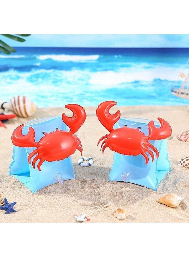 Hihonor Inflatable Armbands for Kids (Aged 3-6), Pool Arm Floatie Sleeves Floater Tube Water Wings Swimming Armlets Crabby Blue Inflatable Children Armband Pool Float Outdoor Swimming Pool - Image 3