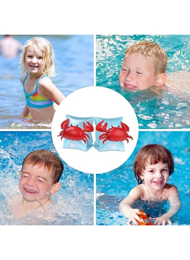 Hihonor Inflatable Armbands for Kids (Aged 3-6), Pool Arm Floatie Sleeves Floater Tube Water Wings Swimming Armlets Crabby Blue Inflatable Children Armband Pool Float Outdoor Swimming Pool - Image 5