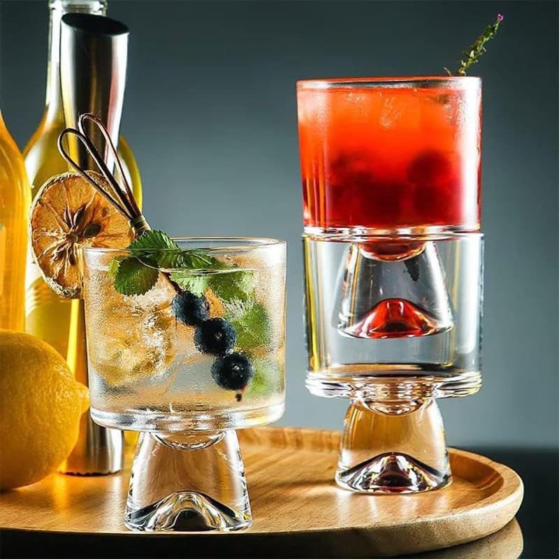 Melbify Raised Base Glasses Set of 6 250 ml Highball Cocktail Glasses Long Island Iced Tea Glasses Tall Mocktail Glasses Juice Glasses Clear - Image 2
