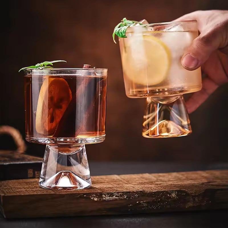 Melbify Raised Base Glasses Set of 6 250 ml Highball Cocktail Glasses Long Island Iced Tea Glasses Tall Mocktail Glasses Juice Glasses Clear - Image 1