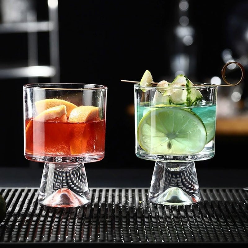 Melbify Raised Base Glasses Set of 6 250 ml Highball Cocktail Glasses Long Island Iced Tea Glasses Tall Mocktail Glasses Juice Glasses Clear - Image 3