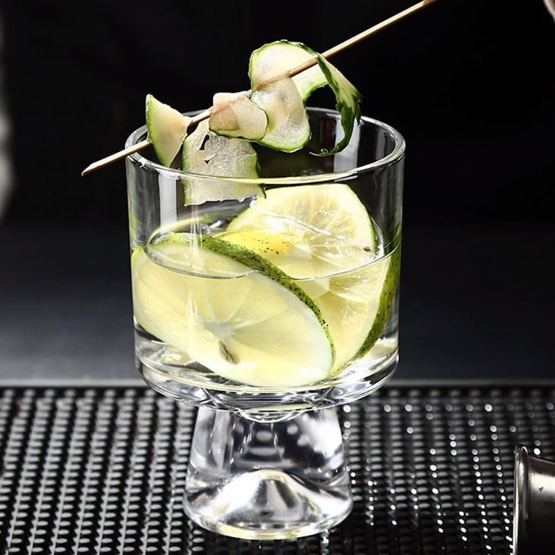 Melbify Raised Base Glasses Set of 6 250 ml Highball Cocktail Glasses Long Island Iced Tea Glasses Tall Mocktail Glasses Juice Glasses Clear - Image 4