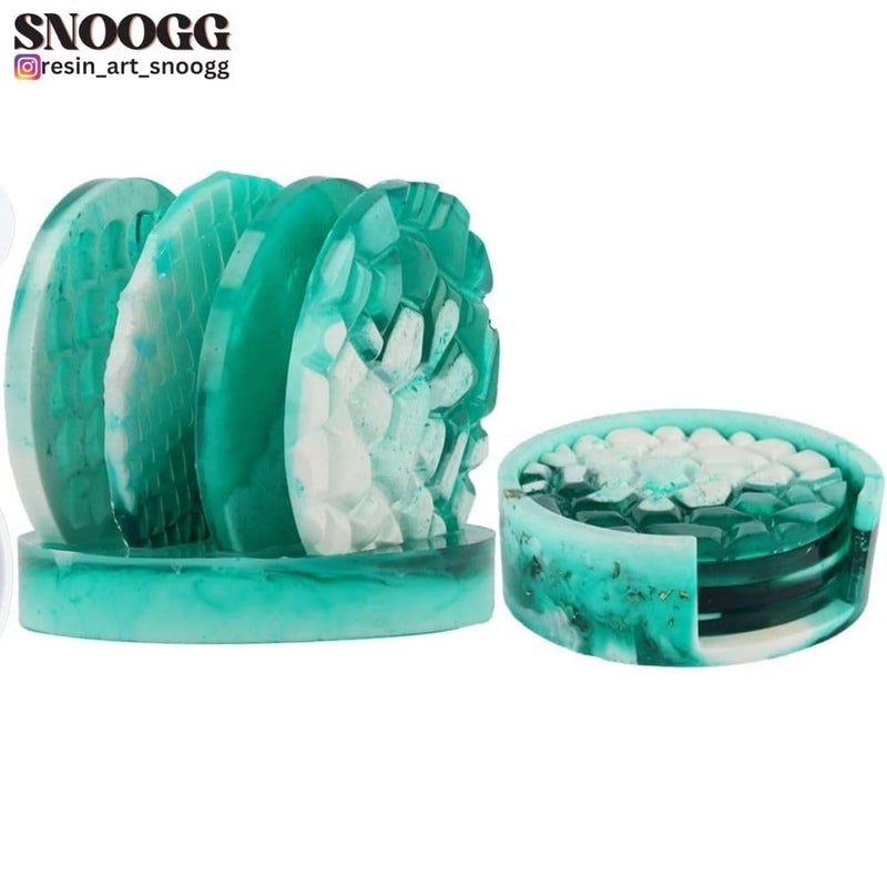 SNOOGG Pack of of 6/4 Piece Round 3 D Coaster and 2 Pc Square 3 D Coaster Mould Epoxy Resin Casting Moulds for Making and DY Custom Coasters Resin Art Gifts Home Decoration - Image 4
