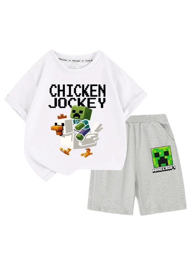 ماين كرافت الملابس قصيرة الأكمام تي شيرت الأطفال الصيف السراويل دعوى ماين كرافت ملابس الأطفال الفتيان والفتيات ملابس الصيف - Image 1