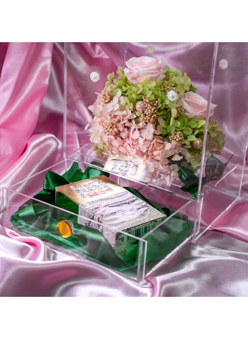   صوفيا طبيعة صندوق أكريليك مع زهور محفوظة وكافالي - Image 1