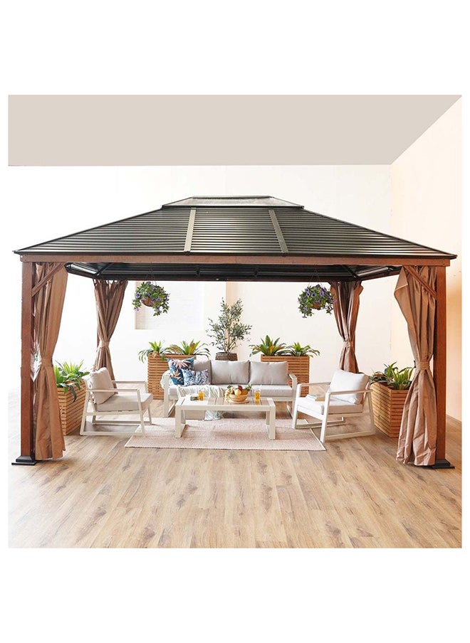 DANUBE HOME Jasmy Gazebo Metal Frame Patio Tent Canopy For Garden Black/Brown 360x460 cm  - Image 1