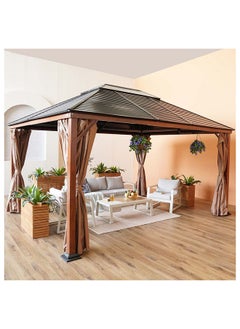 DANUBE HOME خيمة فناء بإطار معدني من Jasmy Gazebo للحديقة باللون الأسود/البني 360×460 سم  - Image 3