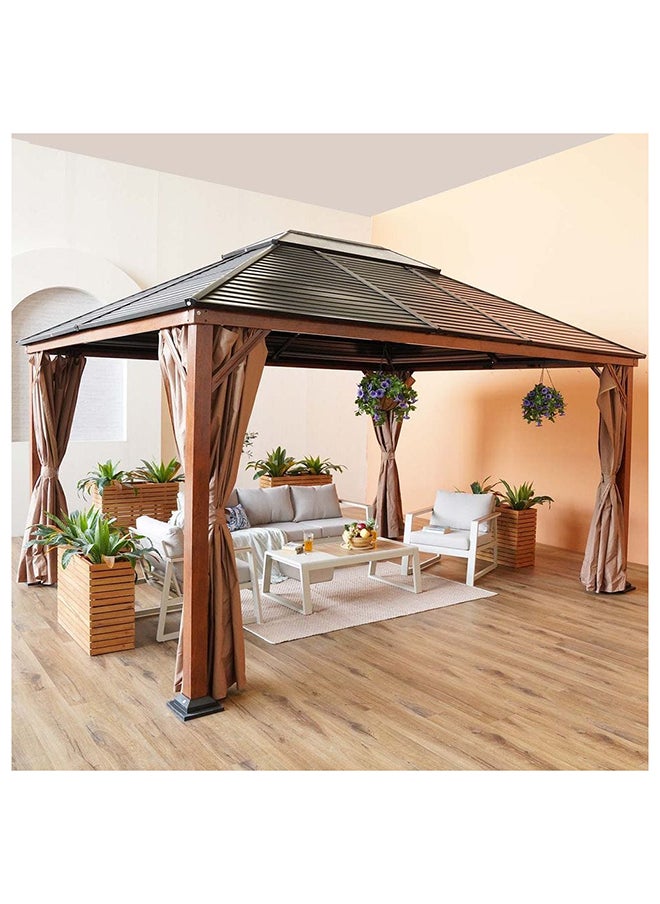 DANUBE HOME Jasmy Gazebo Metal Frame Patio Tent Canopy For Garden Black/Brown 360x460 cm  - Image 3