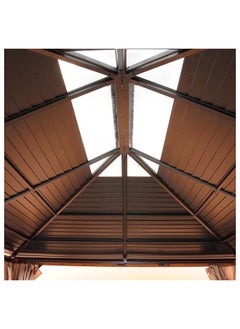 DANUBE HOME خيمة فناء بإطار معدني من Jasmy Gazebo للحديقة باللون الأسود/البني 360×460 سم  - Image 2