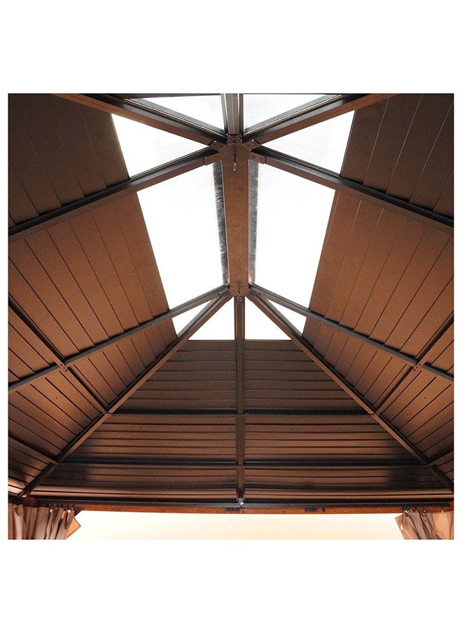 DANUBE HOME Jasmy Gazebo Metal Frame Patio Tent Canopy For Garden Black/Brown 360x460 cm  - Image 2