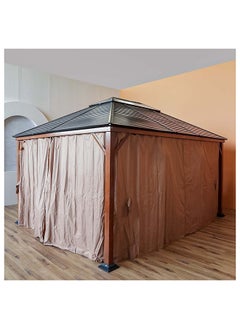 DANUBE HOME خيمة فناء بإطار معدني من Jasmy Gazebo للحديقة باللون الأسود/البني 360×460 سم  - Image 4