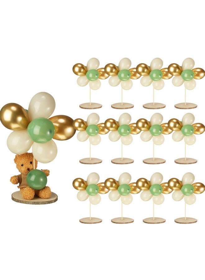 Canlierr Baby Shower Table Centerpiece Decor 144 Pcs Balloons Wooden 9-10in Rounds Circles Slices with Stick DIY Craft Birthday Wedding Gender Reveal Bear Party Table Decorations(Gold and Green) - Image 1