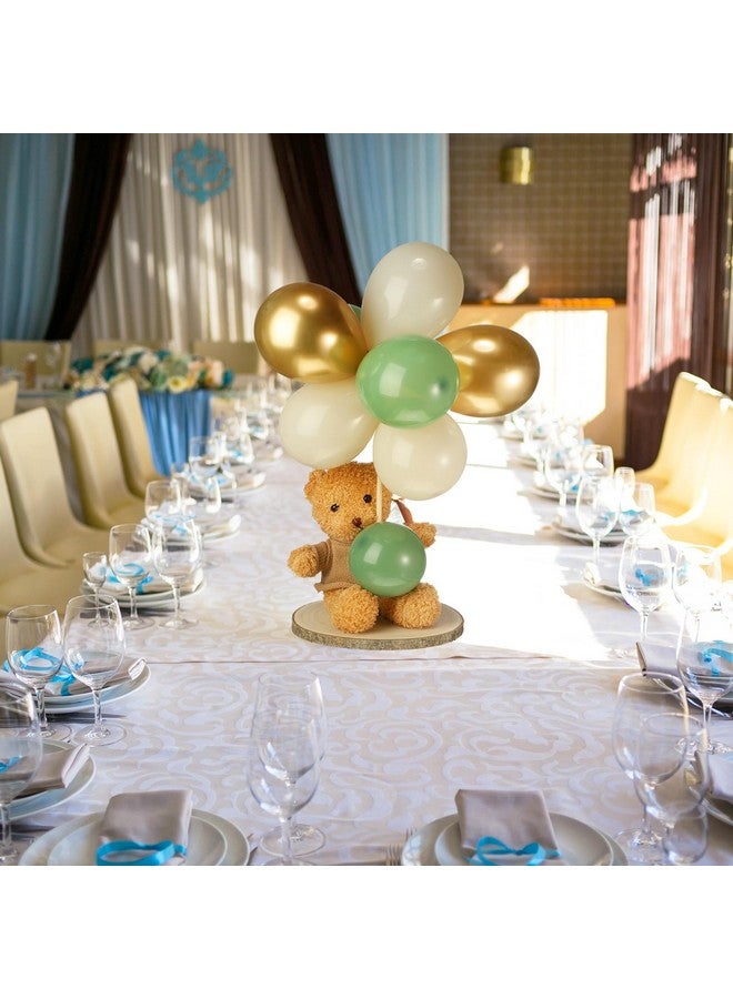 Canlierr Baby Shower Table Centerpiece Decor 144 Pcs Balloons Wooden 9-10in Rounds Circles Slices with Stick DIY Craft Birthday Wedding Gender Reveal Bear Party Table Decorations(Gold and Green) - Image 5