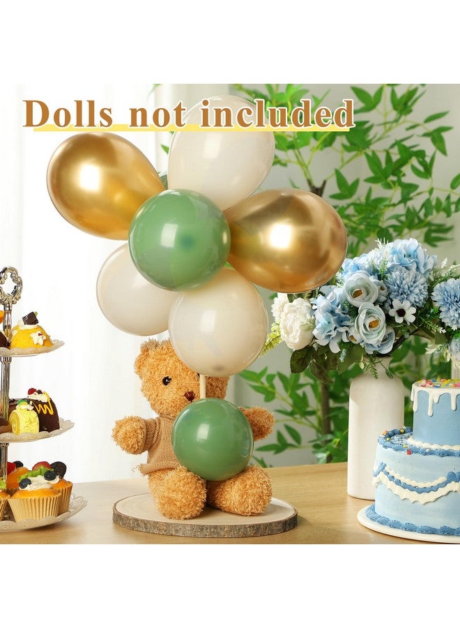 Canlierr Baby Shower Table Centerpiece Decor 144 Pcs Balloons Wooden 9-10in Rounds Circles Slices with Stick DIY Craft Birthday Wedding Gender Reveal Bear Party Table Decorations(Gold and Green) - Image 2