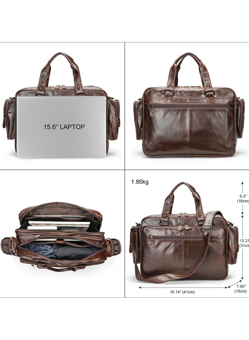 جولينك حقيبة كتف للرجال من جولينك حقيبة سفر سعة كبيرة حقيبة كمبيوتر محمول من الجلد الأصلي حقيبة جلدية للرجال - Image 5