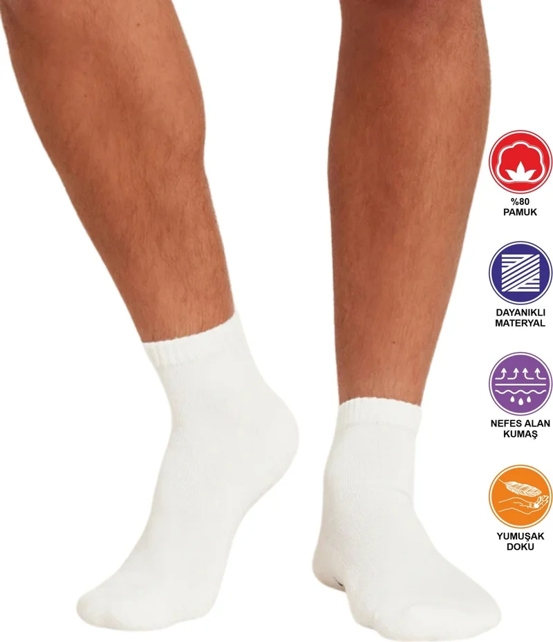 سويكس 10 Pairs Summer Anti-Sweat Patternless Plain Plain Men's Booties Cotton Socks - Ankle Length Short Socks