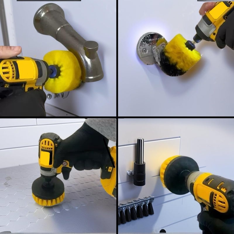 PEIPU Drill Power Cleaning Brush Set of 4, Power Scrubber Brushes with Extended Attachment, All Purpose for Floor, Tub, Shower, Tile, Bathroom and Kitchen Surface (Yellow) - Image 4