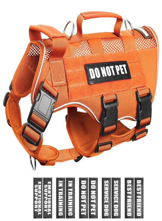 WINSEE Mesh Dog Harness with 10 Pet Patches for Medium Service Dog in Training, Breathable Tactical Molle Vest with Double Handle, Reflective Military Pet Vest for Walking Hiking - Image 1