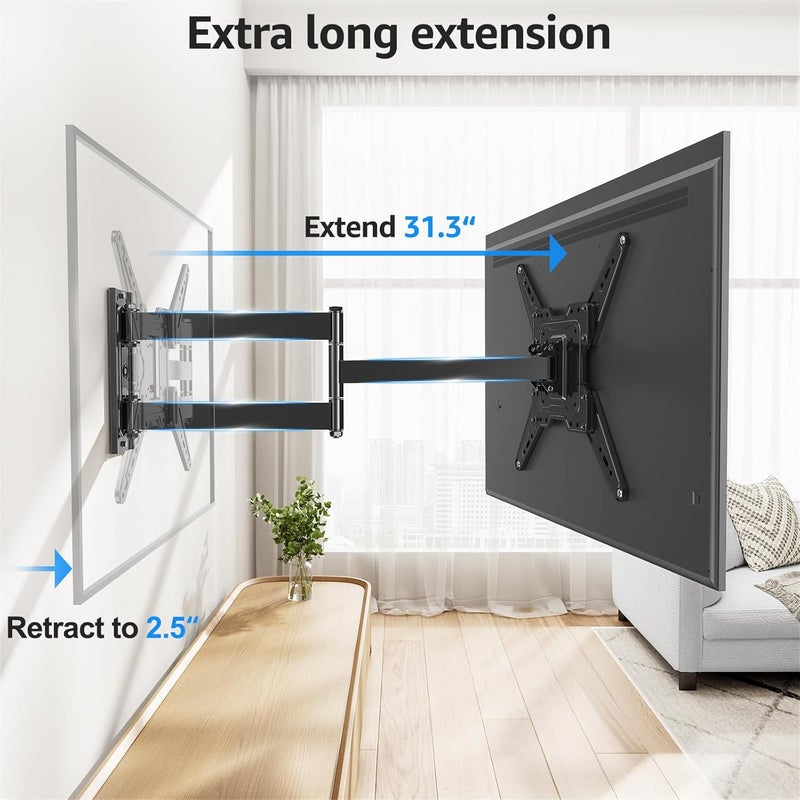 MOUNTUP Long Arm TV Wall Mount for Most 32-65 Inch TVs, Corner TV Mount Full Motion with 31.3” Long Extension, Swivel & Tilt Articulating Bracket, MAX VESA 400x400mm, Holds up to 99 lbs MU0075 - Image 2