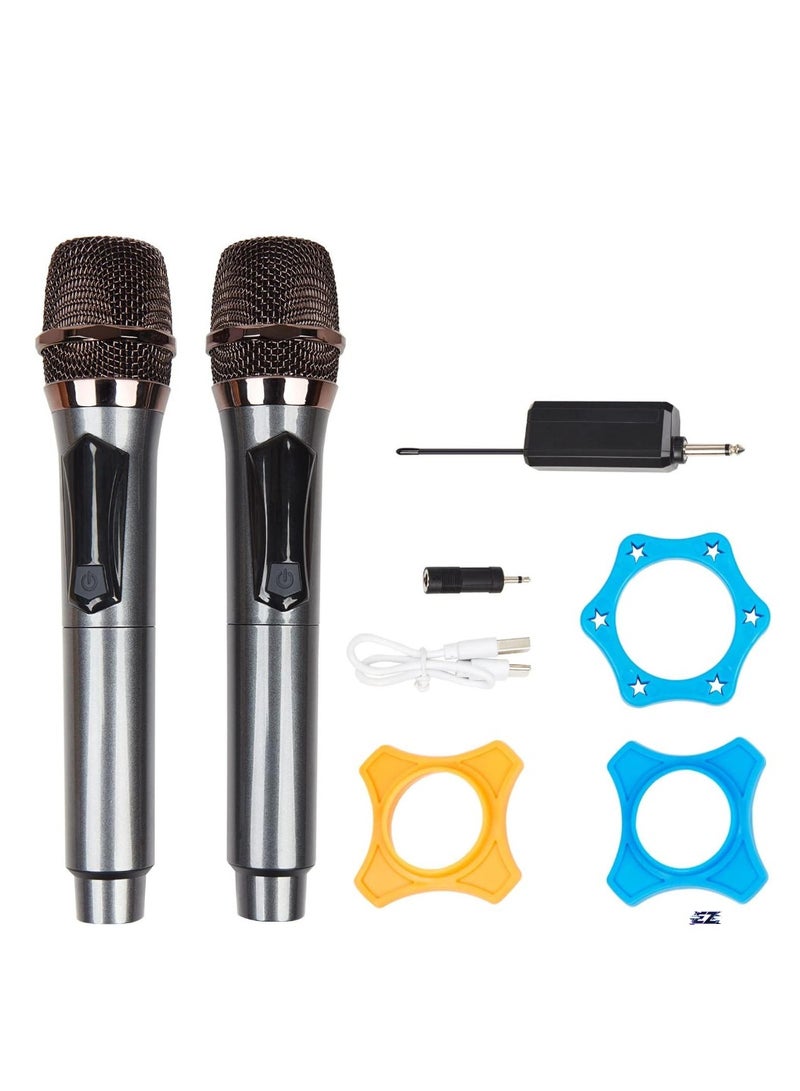 ELTRAZONE Wireless Microphone UHF Dual Cordless Metal Dynamic Mic System with Rechargeable Receiver – Perfect for Karaoke, Church, Speech, Wedding, Party Singing, Class (200 ft Range) – Auto Connect - Image 1