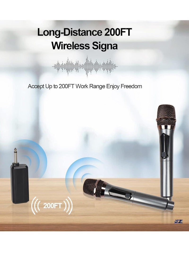 ELTRAZONE Wireless Microphone UHF Dual Cordless Metal Dynamic Mic System with Rechargeable Receiver – Perfect for Karaoke, Church, Speech, Wedding, Party Singing, Class (200 ft Range) – Auto Connect - Image 2