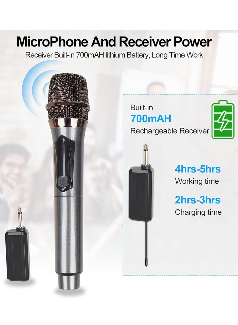 ELTRAZONE Wireless Microphone UHF Dual Cordless Metal Dynamic Mic System with Rechargeable Receiver – Perfect for Karaoke, Church, Speech, Wedding, Party Singing, Class (200 ft Range) – Auto Connect - Image 3
