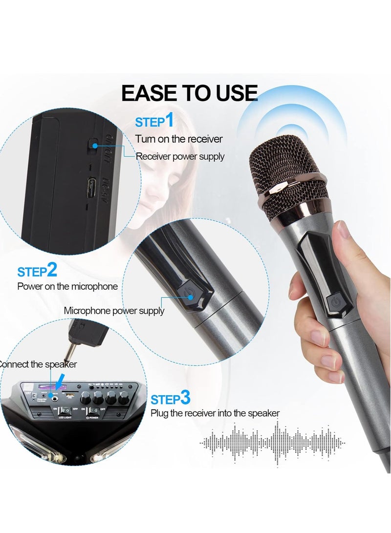 ELTRAZONE Wireless Microphone UHF Dual Cordless Metal Dynamic Mic System with Rechargeable Receiver – Perfect for Karaoke, Church, Speech, Wedding, Party Singing, Class (200 ft Range) – Auto Connect - Image 4