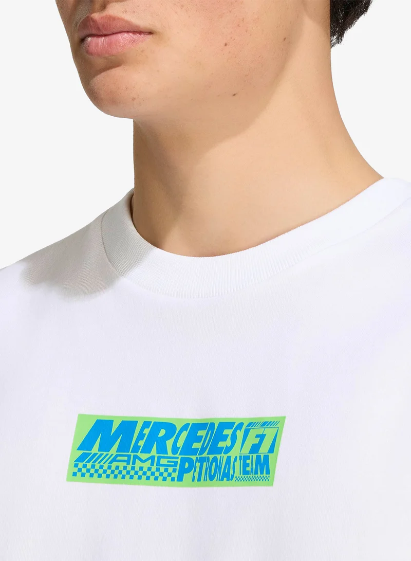 Adidas WHITE Mercedes Lights On T-Shirt for Men | Best Price UAE