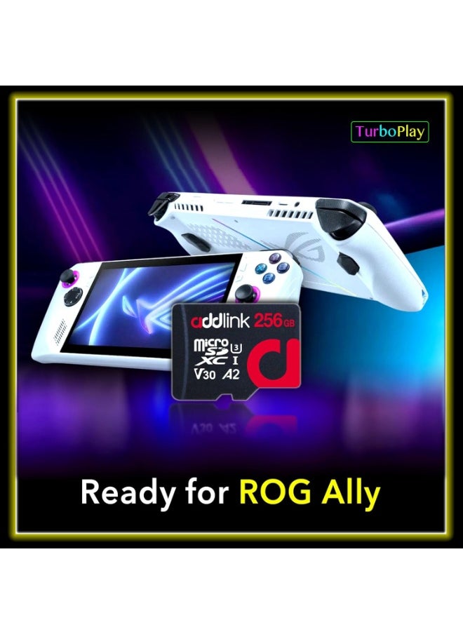 addlink Superior Gaming MicroSDXC 256GB Memory Card with Adapter UHS-I, C10, U3, V30, A2, 4K Video, Up to 100MB/s, for Nintendo-Switch, Steam Deck, ROG Ally, Smartphones, Tablets  - Image 3